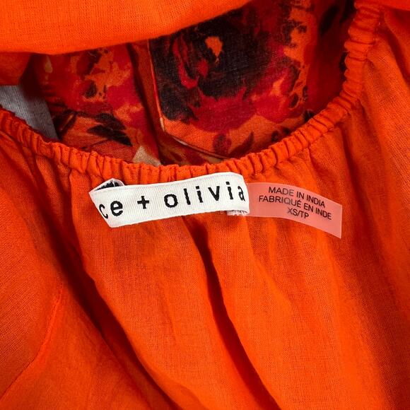 ALICE AND OLIVIA Rowen Tiered Babydoll Dress Womens XS Blue Red Floral Print - Picture 10 of 16